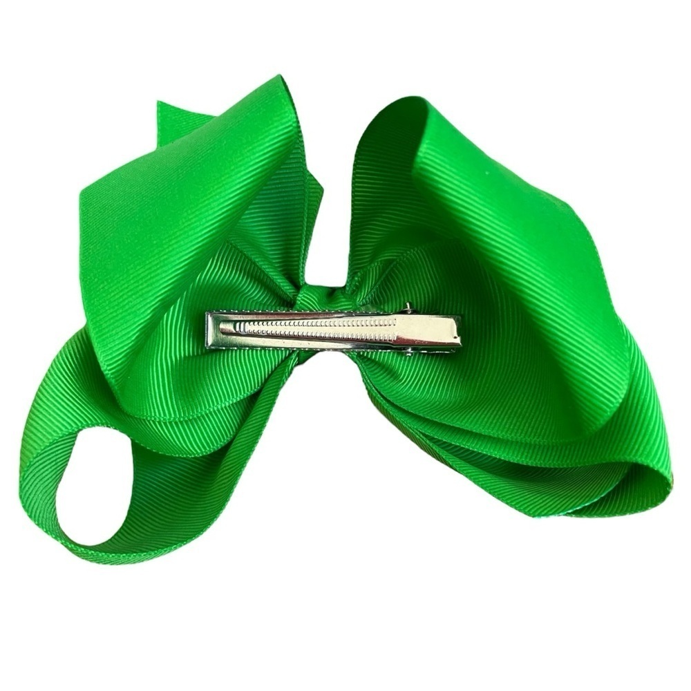 4/$25 Girls Green Ribbon Big Bow Hair Clip - Picture 3 of 4